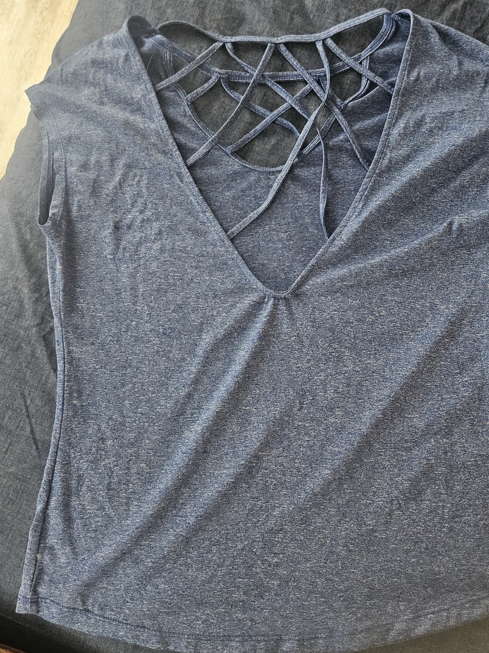 Women’s Navy Blue Strappy V-Neck Top